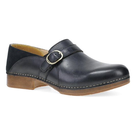 Margaret Black Burnished Calf Clog