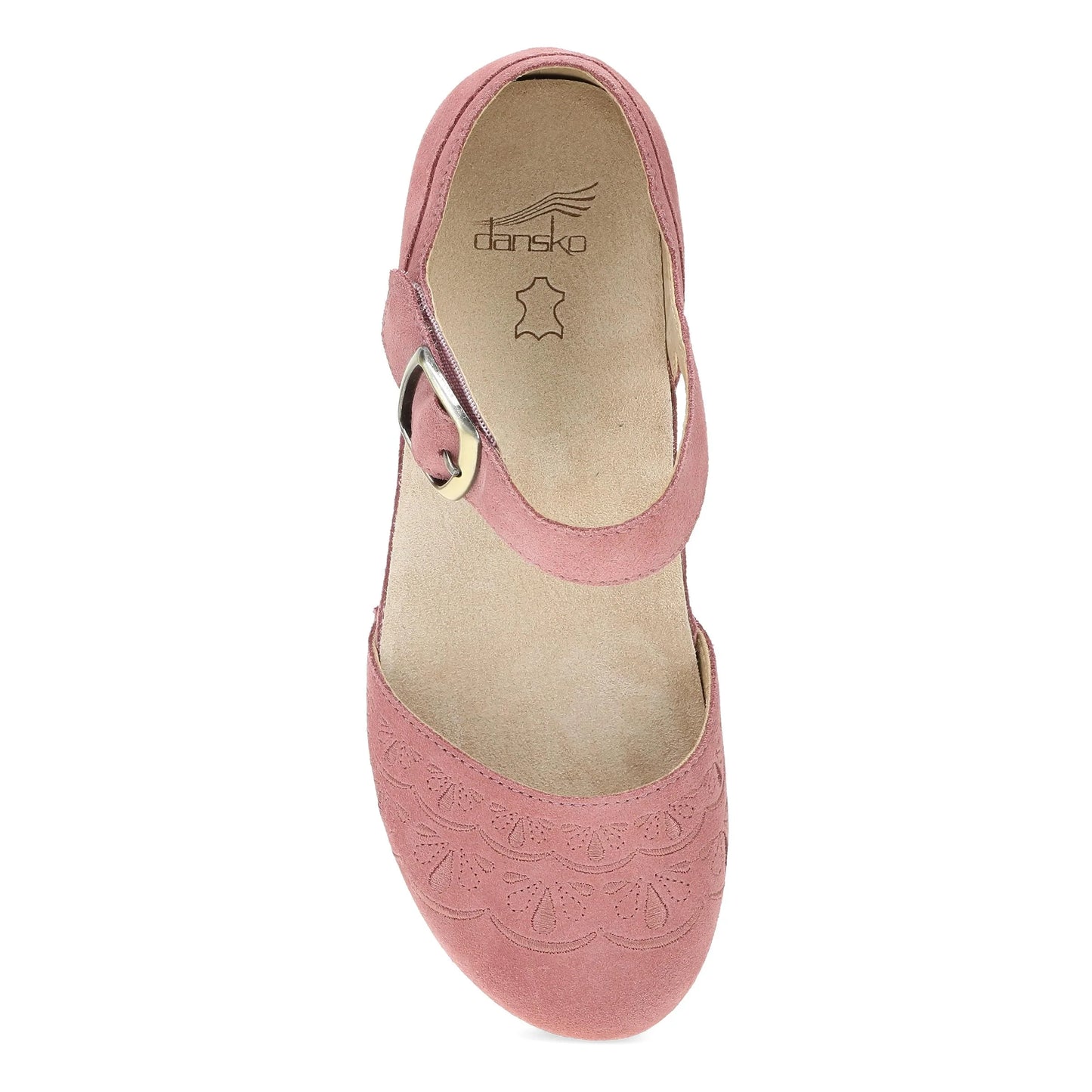 Mae Ash Rose Embroidered Suede