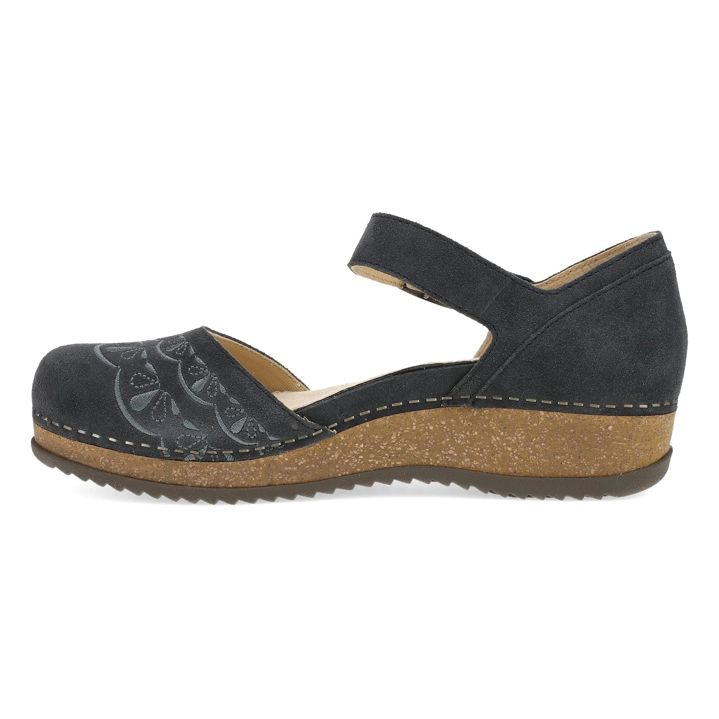 Mae Charcoal Embroidered Suede