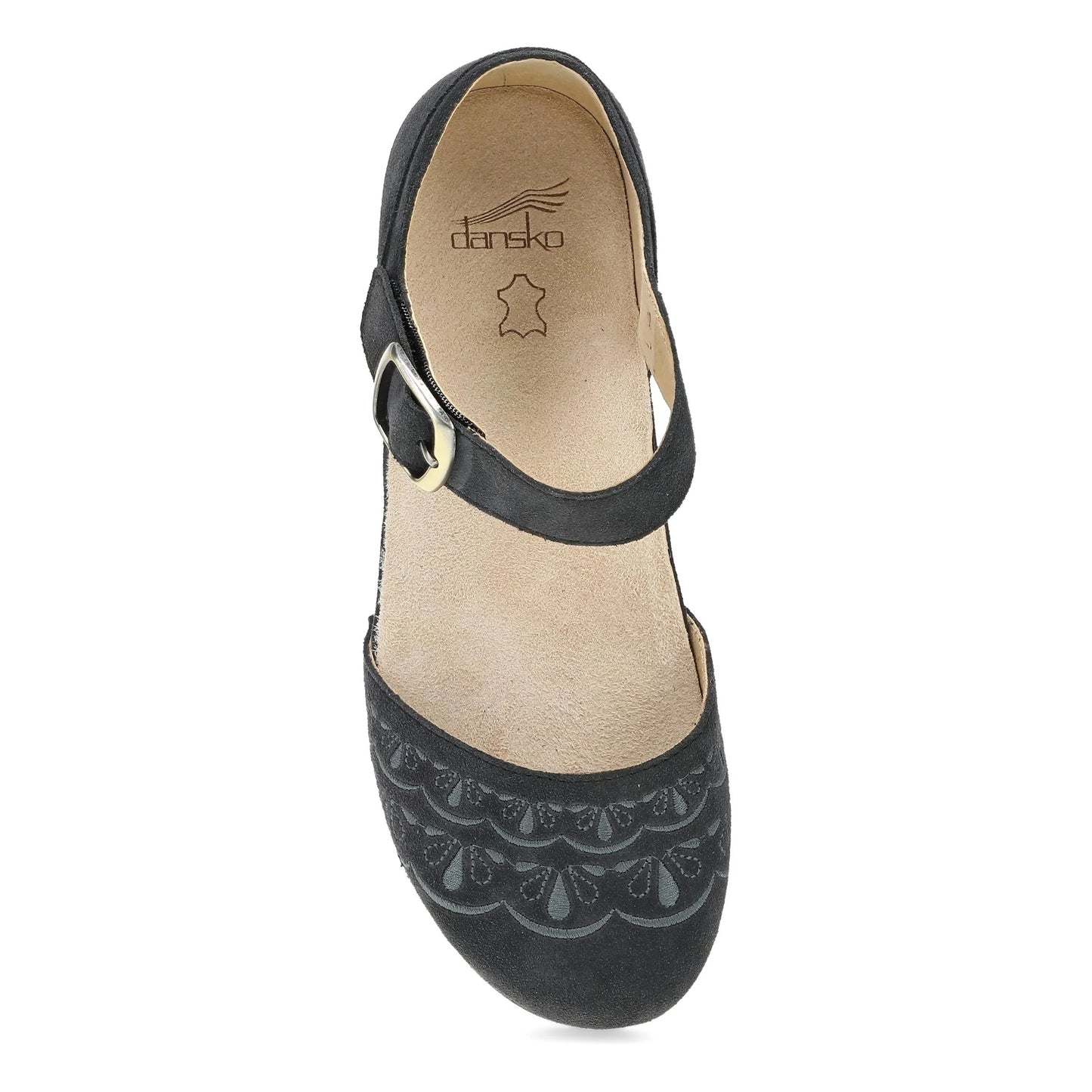 Mae Charcoal Embroidered Suede