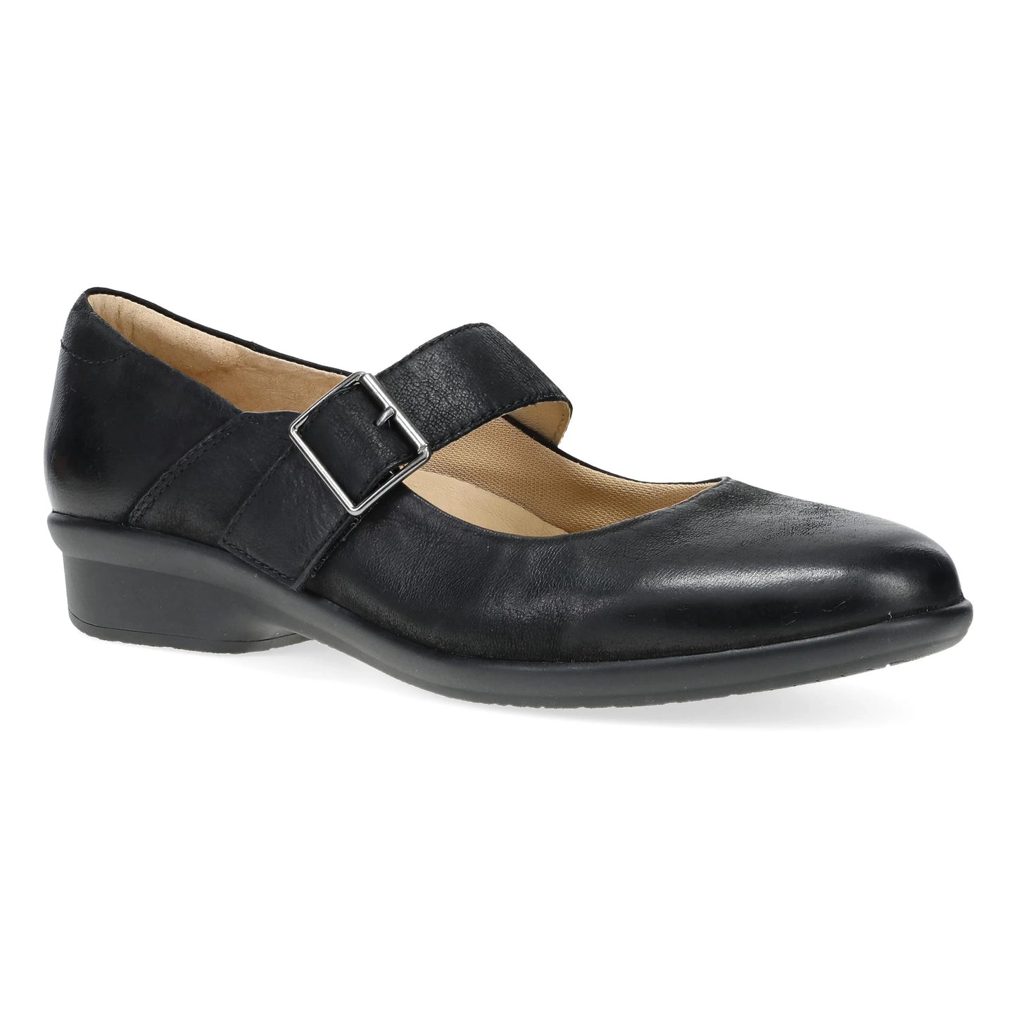 Collette Wide Black Burnished Nubuck