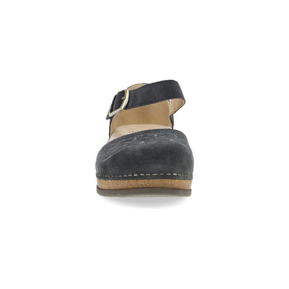 Mae Charcoal Embroidered Suede